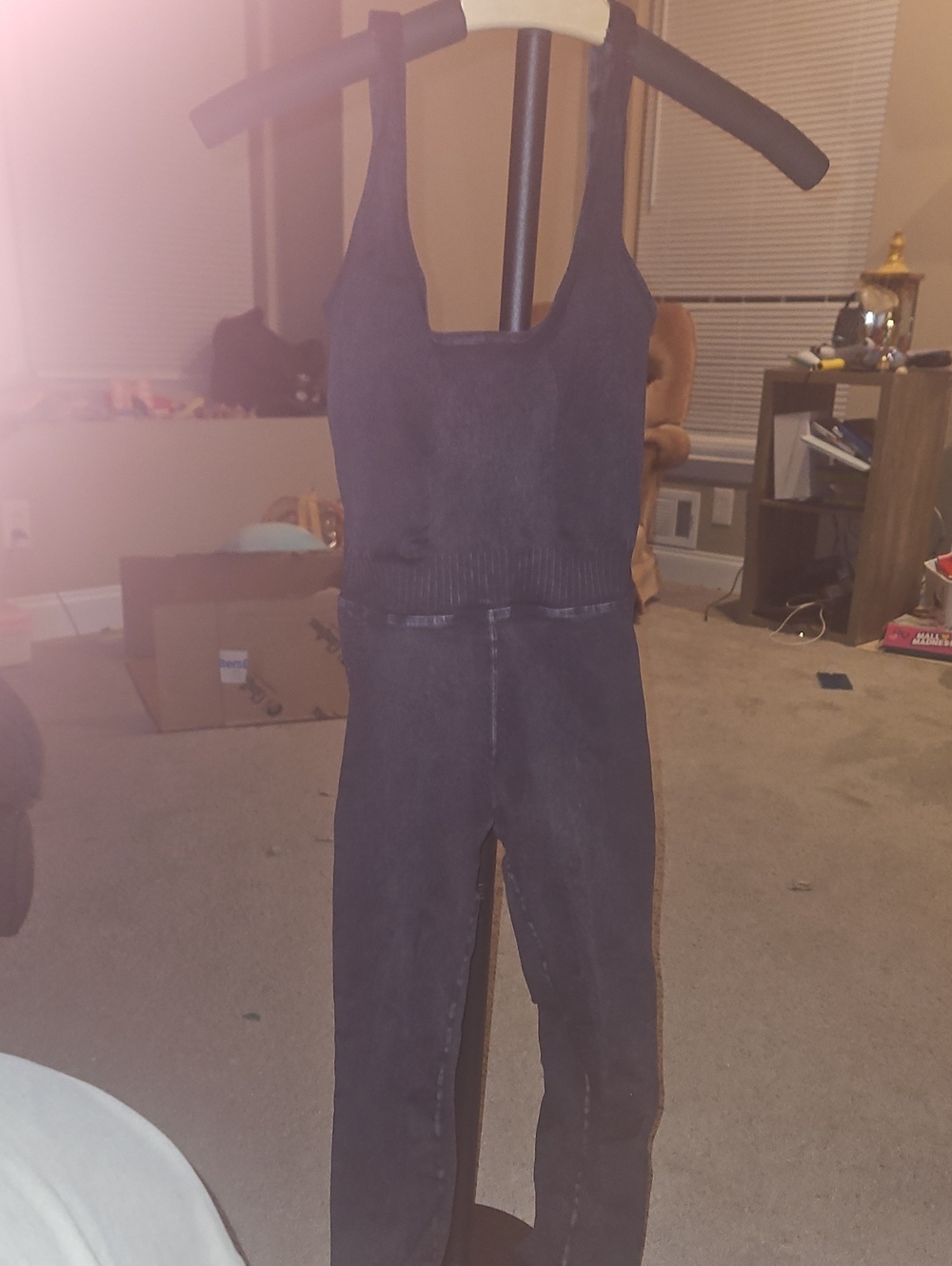 Free People Black Denim Overalls Jumpsuit